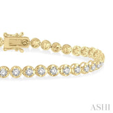 3 ctw Round Cut Diamond Illusion Tennis Bracelet in 14K Yellow Gold
